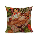 Square Cat Pillow Covers by Axyaa: Cute Cartoon Print Sofa Throw Pillow Cover