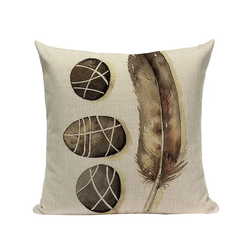Axyaa Cotton Linen Feather Cushion Cover for Home Decor