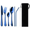 Axyaa Stainless Steel Dinnerware Set - 8-Pcs Black Tableware Cutlery Steak Knife Fork Teaspoon