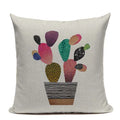 Axyaa Yellow Cactus Watercolor Cushion Cover Farmhouse Decor Pillowcase