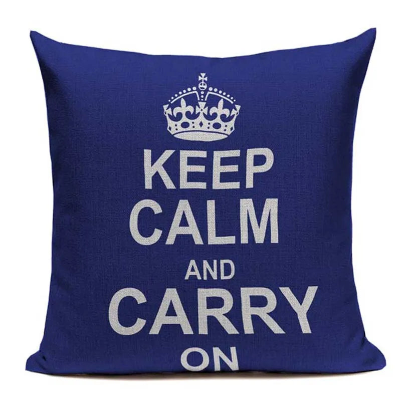 Axyaa Crown Design Cotton Linen Blended Cushion Cover - King Queen Letter Pillowcase