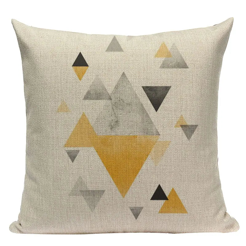 Nordic Geometric Deer Cushion Cover - Axyaa Yellow Heart Throw Pillow Case