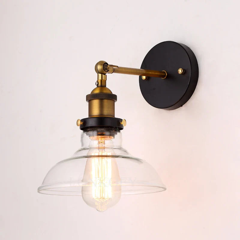 Axyaa Vintage Industrial Edison Copper Wall Lamp, Clear Glass Lampshade, 110V 220V Bedroom Lighting