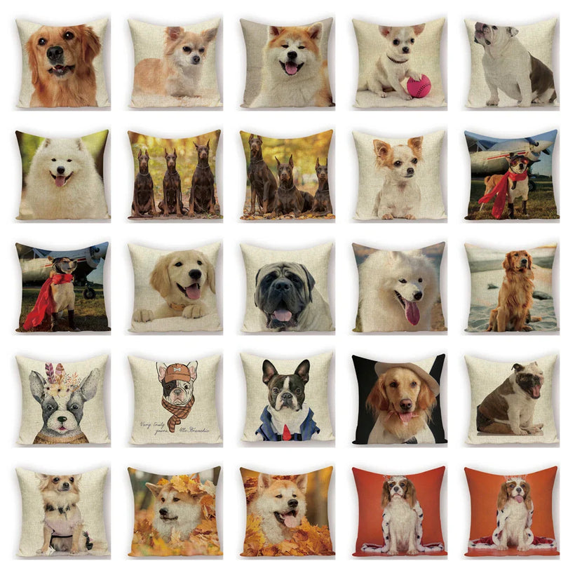 Axyaa Animal Dog Pillow Covers: Golden Retriever, Boston Terrier, Chihuahua Decor