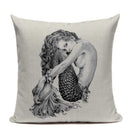 Axyaa Mermaid Pillowcase Ocean Style Cushion Cover 45x45cm Square Home Decor