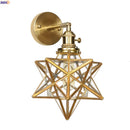 Axyaa Vintage Copper Wall Lamp Star Glass LED Wall Lights Fixtures