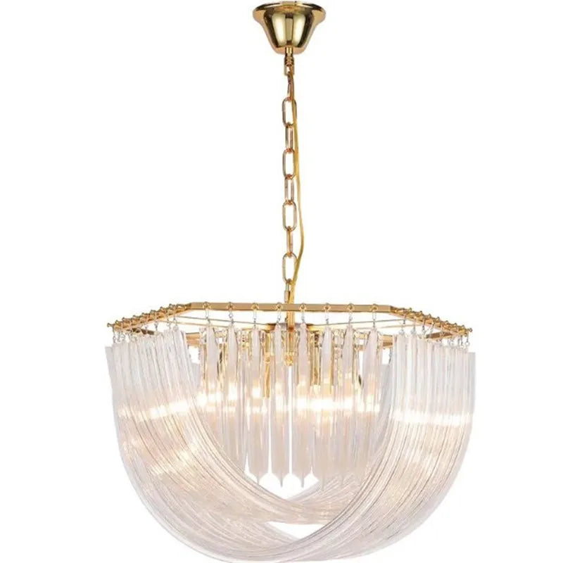 Axyaa Art Glass Tube Pendant Chandelier: Modern Dining Room Hanging Lamp