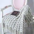 Axyaa Grey Yellow Black Zigzag Knitted Throw Blanket 120x230cm