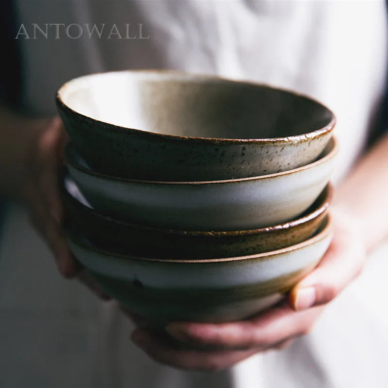 Axya Japanese Handmade Vintage Ceramic Restaurant Tableware Rice Soup Noodle Bowl