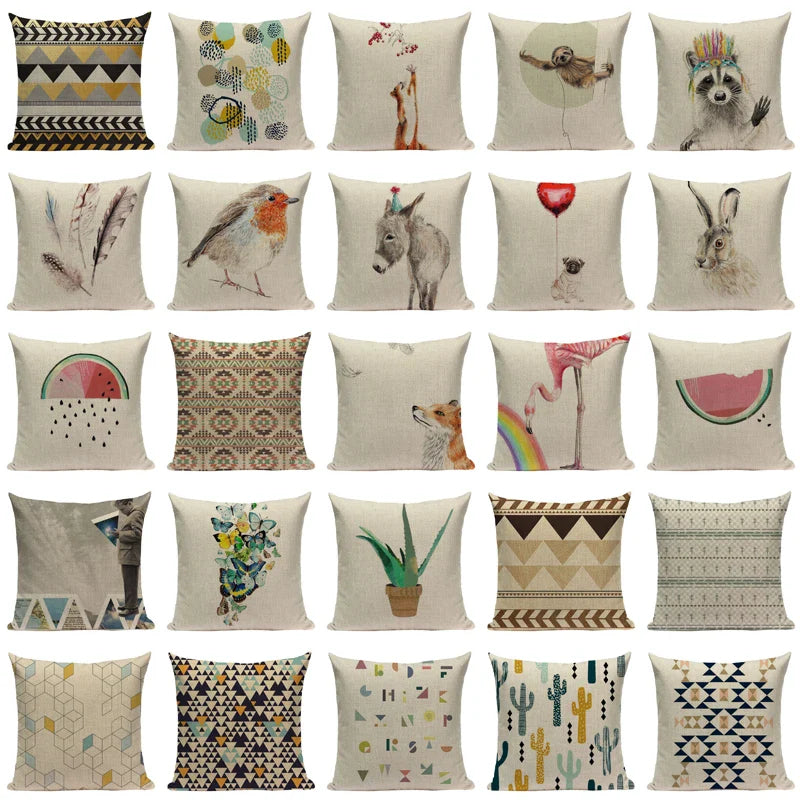 Axyaa Geometric Cushion Covers - Monkey Horse Print, Custom Home Décor, Throw Pillows