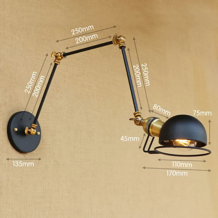 Axyaa Industrial Loft Retro Wall Lamp Adjustable Arm Sconce Fixtures
