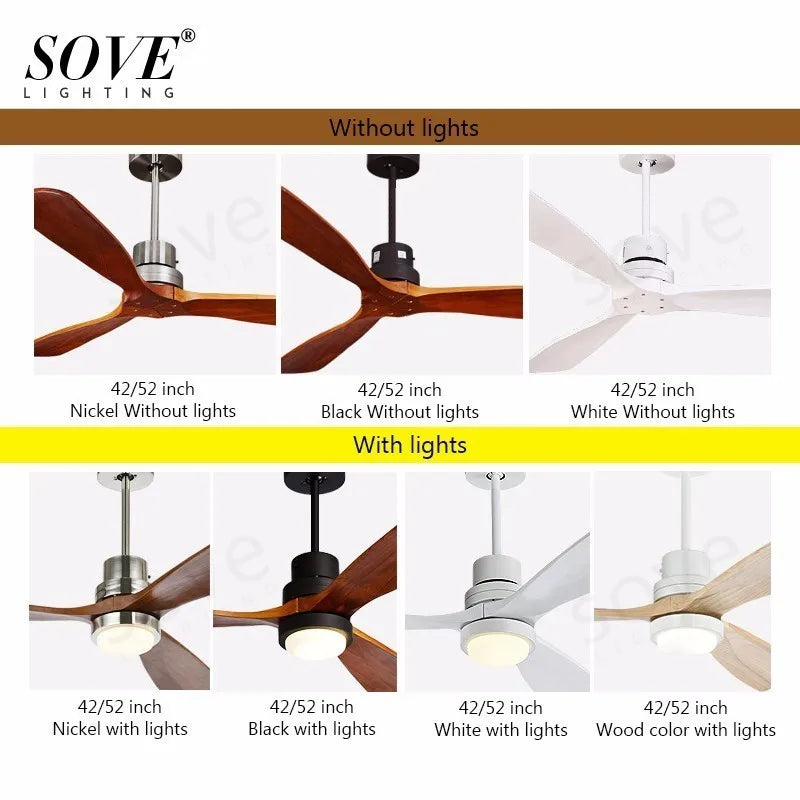 Axya 52 Inch Wooden Ceiling Fan Remote Control 3 Wooden Blades for Home Bedroom Living Room