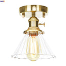 Axyaa Nordic Glass Ball Copper Ceiling Light Fixture Vintage LED Lamp