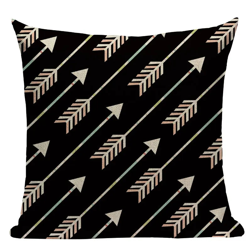 Axyaa Geometric Linen Cushion Cover 45x45cm - High Quality Decor Pillow