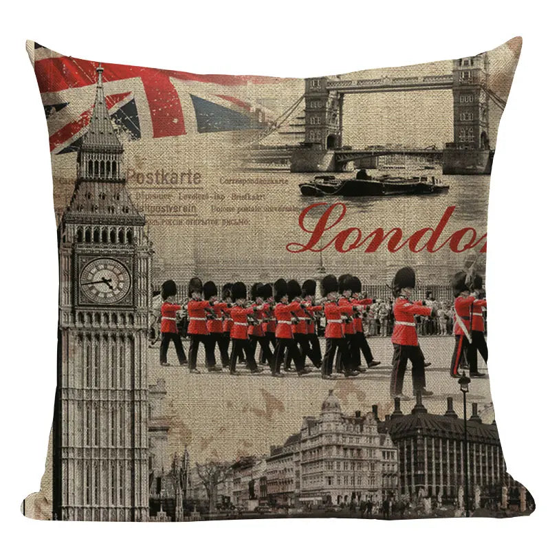 Axyaa London Bridge Paris Eiffel Tower Decorative Printed Throw Pillows