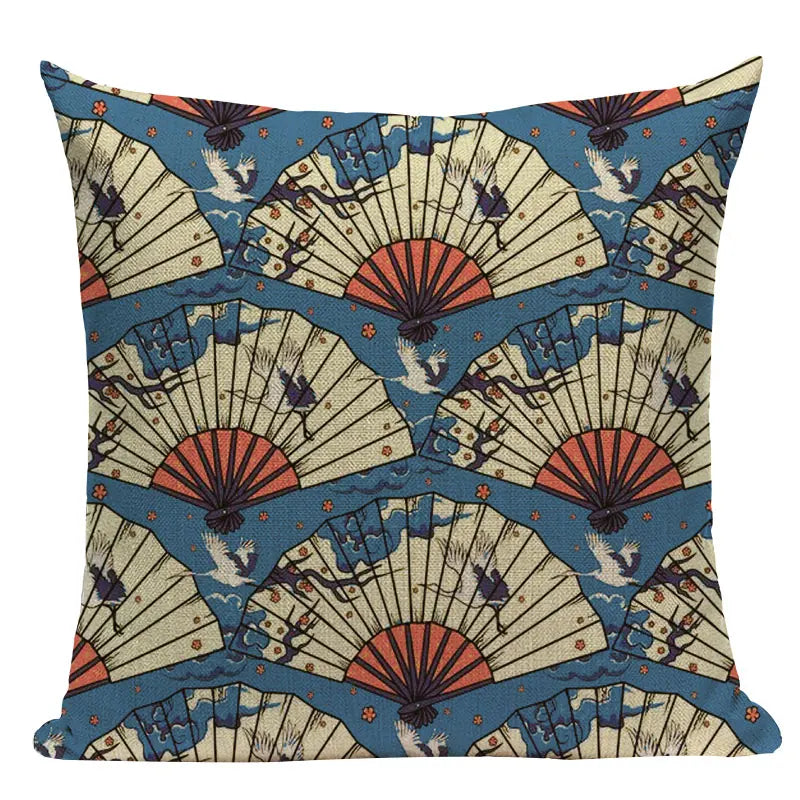 Axyaa Ukiyo Style Fuji Mountain Throw Pillow Cover