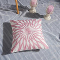 Pink Geometric Embroidered Cushion Cover by Axyaa - 45x45cm Cotton Pillow Case