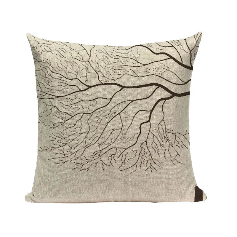 Axyaa Woven Flower Tree Cushion Cover - Black & White Decorative Pillowcase