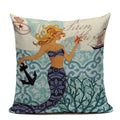 Axyaa Mermaid Pillowcase Ocean Style Cushion Cover 45x45cm Square Home Decor