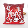 Axyaa Mermaid Snowflake Deer Sequin Red Christmas Pillow Cover