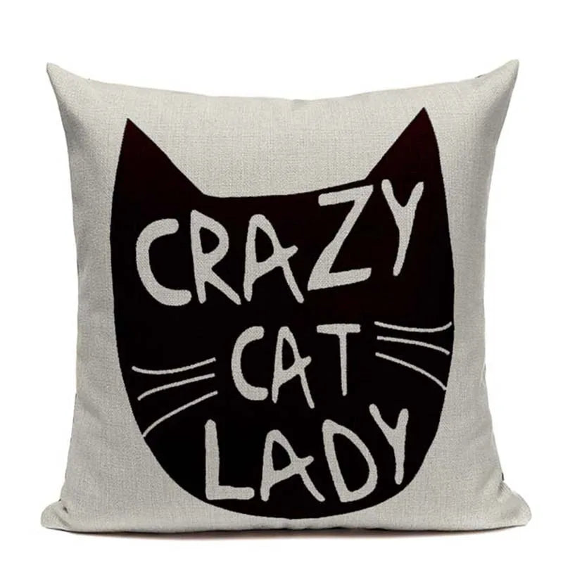 Axyaa Hand Painted Cat Eyes Linen Pillow Cover, Nordic Style, Black White Pattern