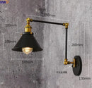 Axyaa Loft Industrial Wall Light Black Swing Arm Vintage LED Edison Wall Lamp