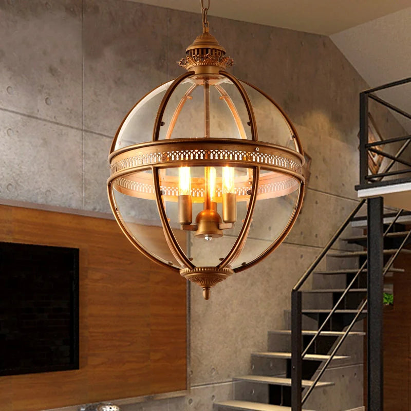 Axya Vintage Wrought Iron Glass Pendant Light for Restaurant Bar Cafe Living Room