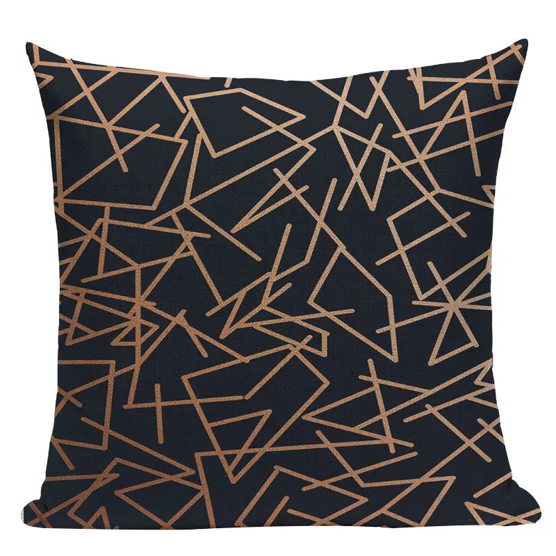 Axyaa Striped Geometric Cushion Cover 45x45cm in Black, Blue