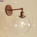 Axyaa Vintage Brass Swing Arm Wall Sconce Glass Industrial Wall Light