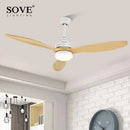 Axya Vintage Wood Ceiling Fan with Lights and Remote Control