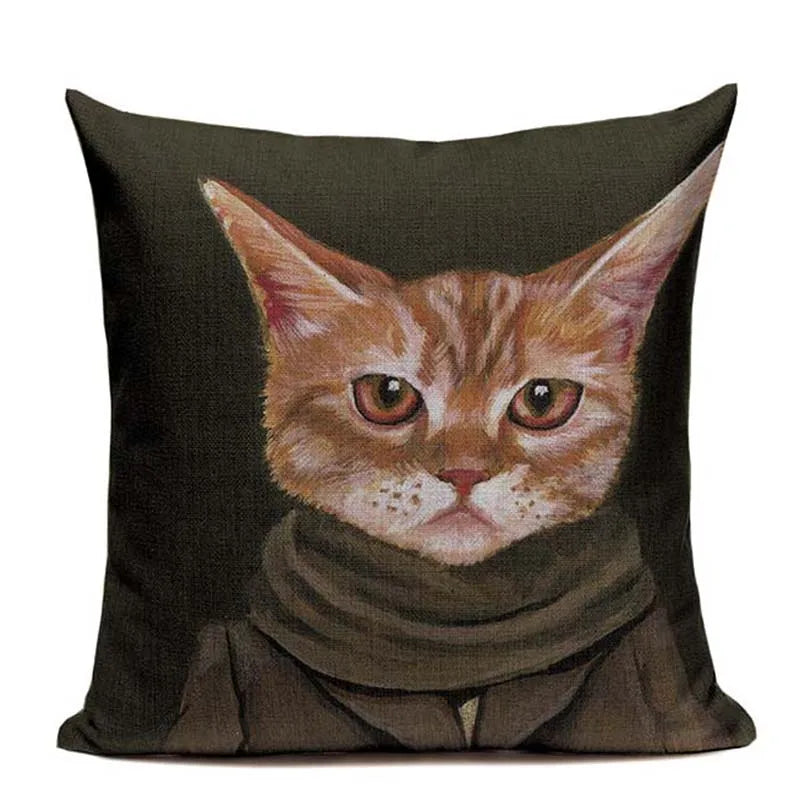 Axyaa Cartoon Cat Cushion Cover: High Quality Linen Sofa Home Decor Pillowcase