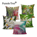 Axyaa Tropic Tree Green Cushion Cover - Summer Style Decorative Pillow for Sofa