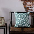 Axyaa Blue Geometric Embroidered Cotton Cushion Cover - 45x45cm