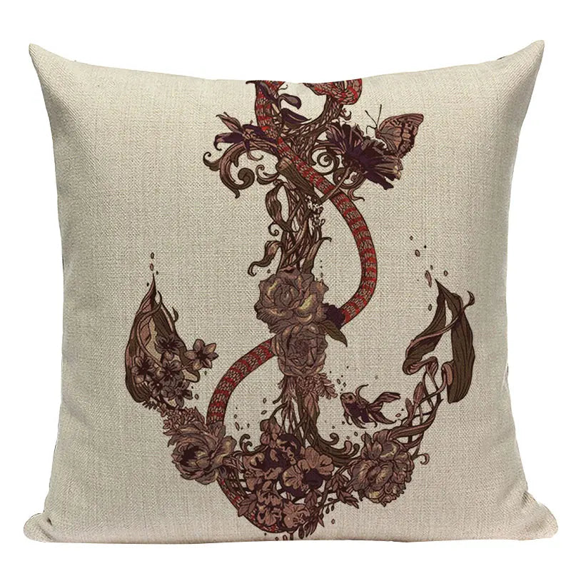 Nautical Anchor Velvet Throw Pillows for Home & Car Decor by Axyaa