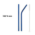 Axyaa Stainless Steel Colorful Bent Straws Set with Cleaner Brush