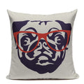 Animal Dog Cushion Cover French Bulldog Pug Pillowcase Woven Linen Decor Home Axyaa