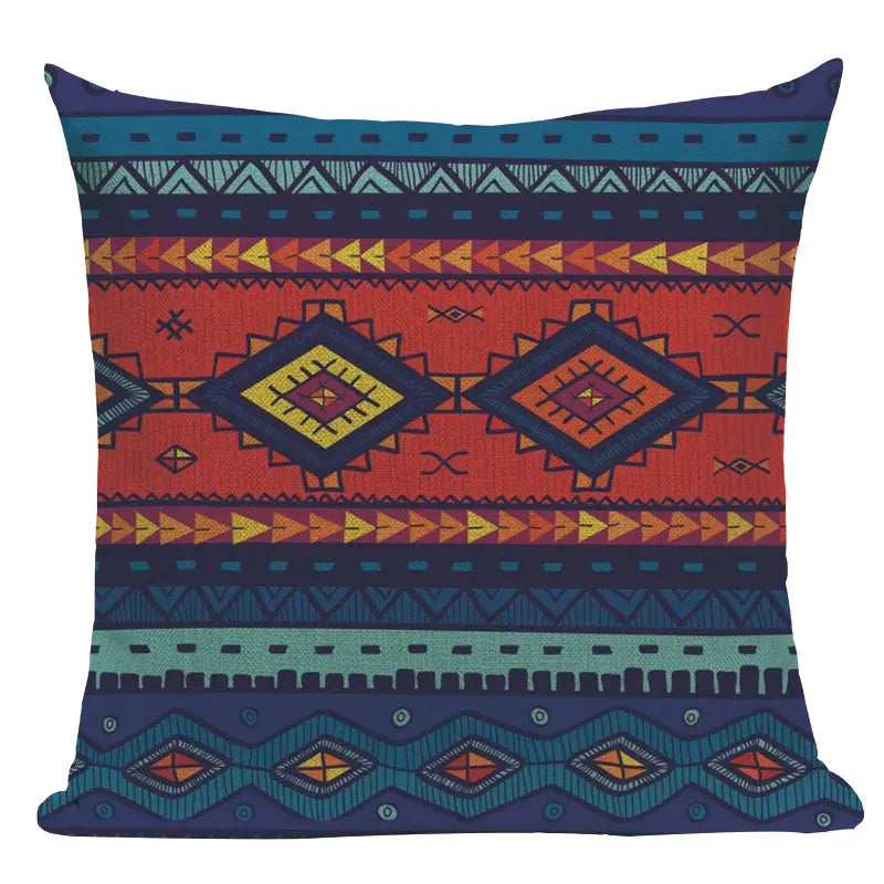 Axyaa Boho Plaid Stripes Pillow Cover 45x45cm Sofa Chair Custom Print Square