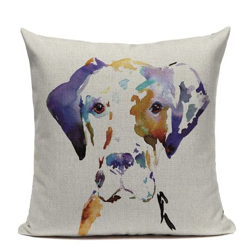 Animal Dog Cushion Cover French Bulldog Pug Pillowcase Woven Linen Decor Home Axyaa