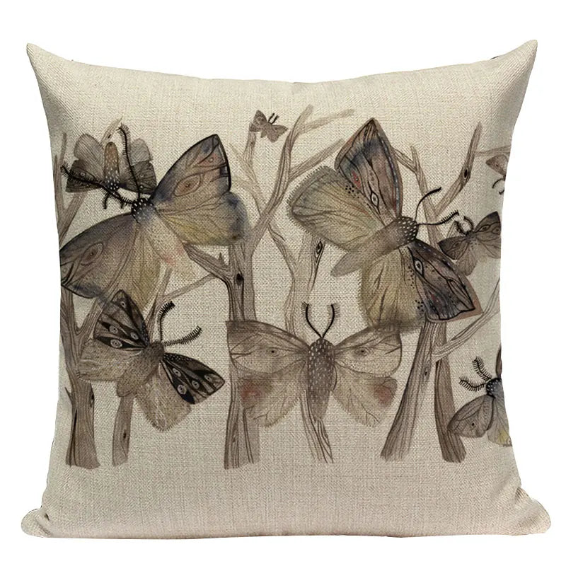 Axyaa Velvet Deer Floral Stripes Pillow Cover for Sofa Beds and Car