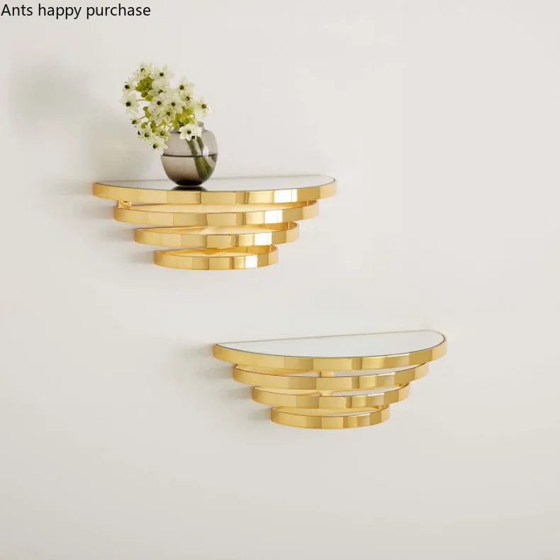 Axya Gold Glass Mirror Wall Shelf Nordic Style Creative Decoration