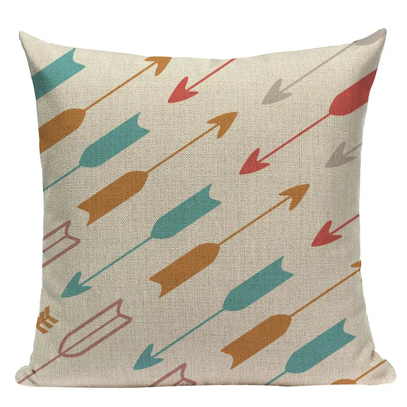 Axyaa Geometric Linen Cushion Cover Multicolour Decorative Pillow for Home Sofa