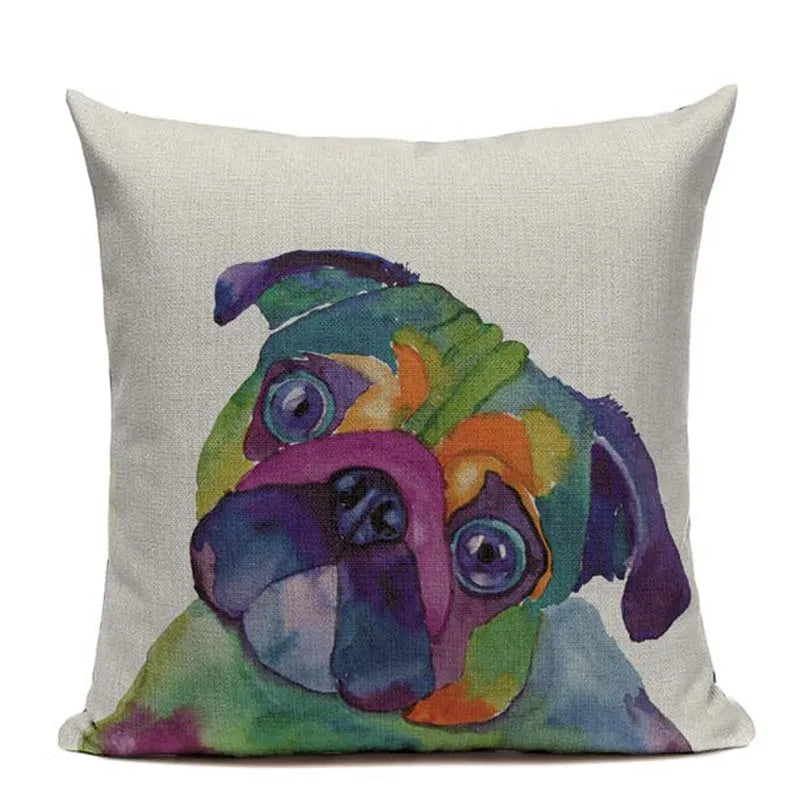 Axyaa Pug Dog Square Cushion Cover 45x45cm Home Decor
