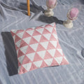 Pink Geometric Embroidered Cushion Cover by Axyaa - 45x45cm Cotton Pillow Case
