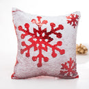 Axyaa Mermaid Snowflake Deer Sequin Red Christmas Pillow Cover