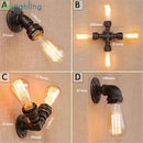 Axyaa Rustic Iron Water Pipe Wall Light Retro Vintage Industrial Sconce Lighting
