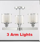 Axyaa Chrome Metal Crystal Chandelier with Double Glass Shades