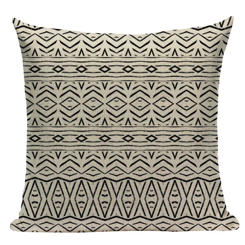Axyaa Boho Plaid Stripes Pillow Cover 45x45cm Sofa Chair Custom Print Square