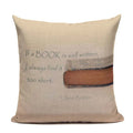 Axyaa Custom Linen Pillowcase for Home Sofa Decor - Cat Happy Reading Book Cover