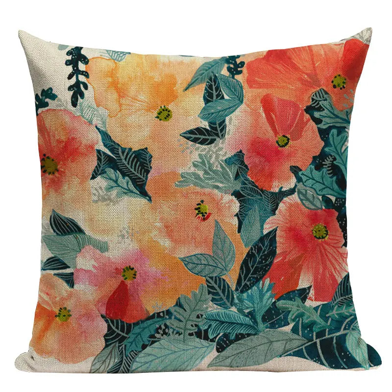 Axyaa Velvet Deer Floral Stripes Pillow Cover for Sofa Beds and Car