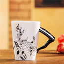 Axyaa Violin Guitar Ceramic Music Mug, Creative Stave Cup with Handle